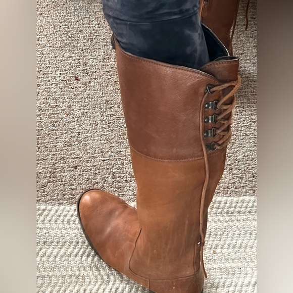 Cole Hahn Tall Boots Cole Haan Brown Leather Arlington tie back Riding Boots 8 - Picture 5 of 16